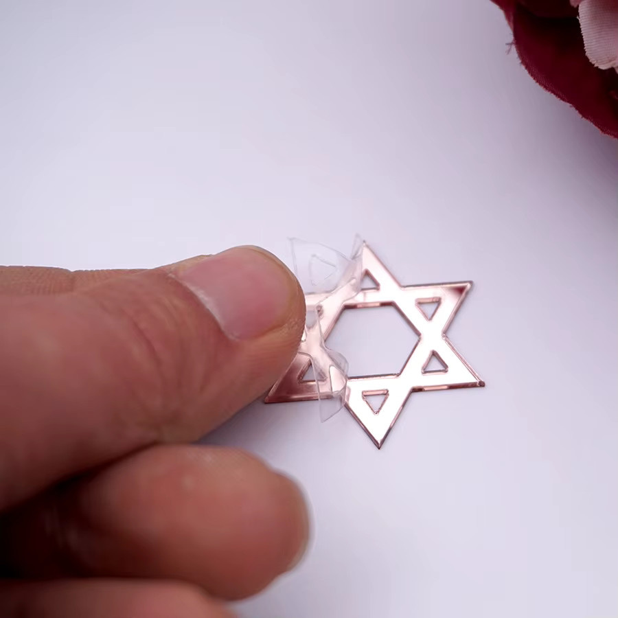 50 Stück Abiathar Davidstern Acryl-Spiegelaufkleber selbstklebend in Silber und Gold, Durchmesser: 3 cm - Bild 4