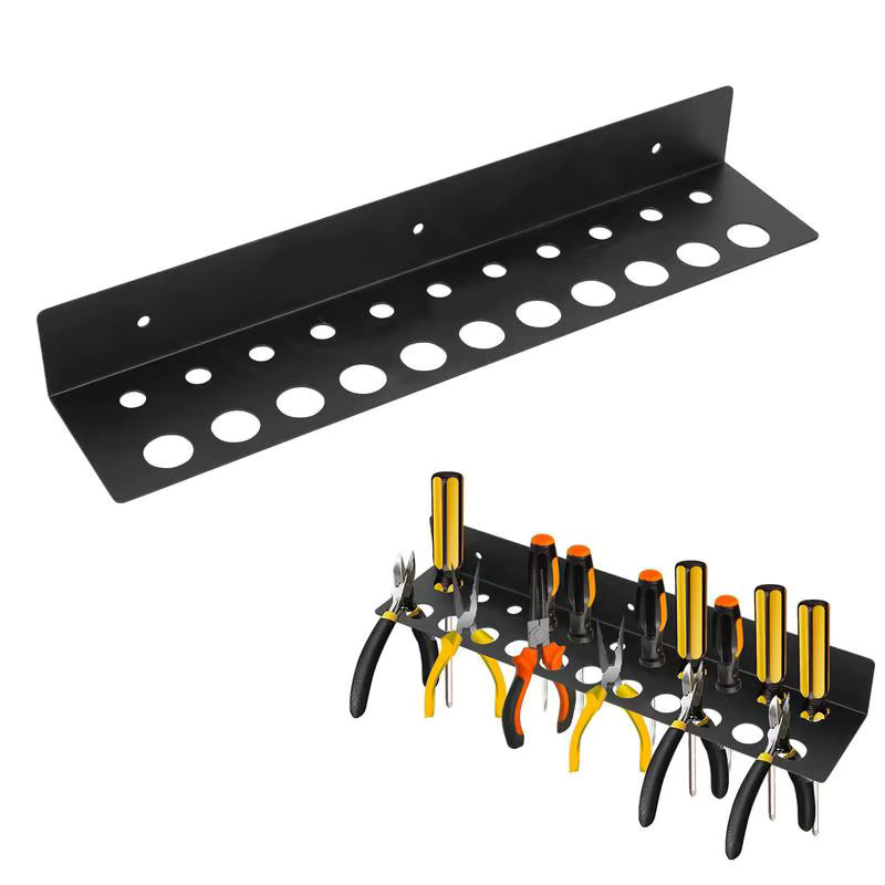 Wandmontiertes Metall-Werkzeugregal in Schwarz zur Organisation von Schraubendrehern und Zangen für Werkstatt und Garage - Bild 4