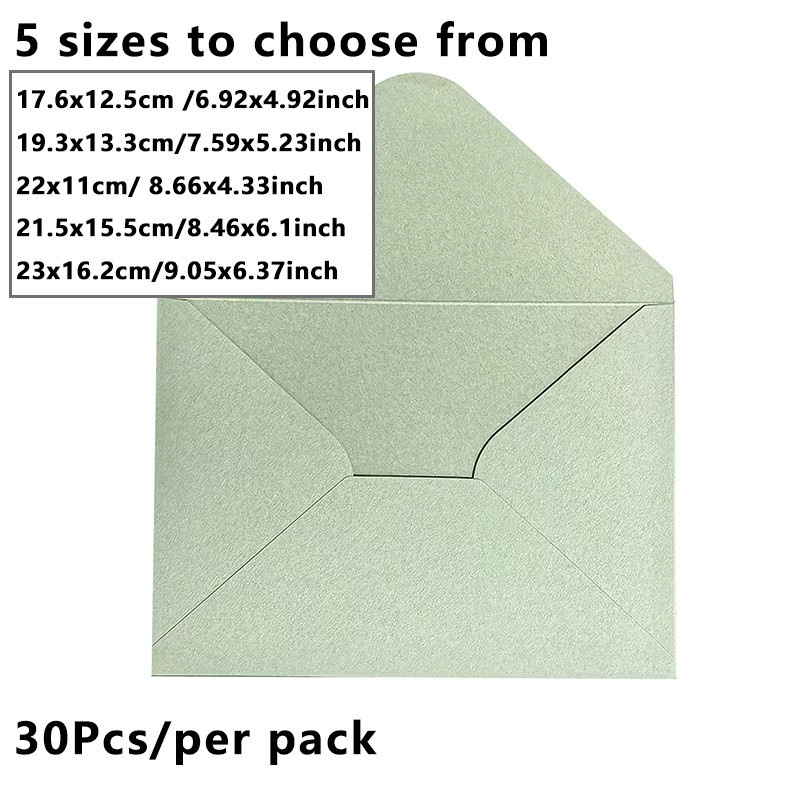 30 Stück YANWEIBAN Umschläge in Grün aus hochwertigem Papier für Hochzeiten und Einladungen, B: 21,5 cm, H: 15,5 cm - Bild 2