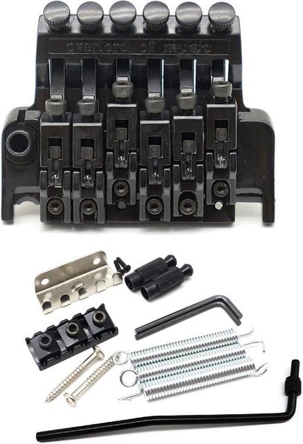 Binchi Tremolo-Gitarrenbrücke mit Doppelverriegelungs-Montagesystem für 6-Saiten-E-Gitarren, Rechtshänder, Silber oder Schwarz - Bild 1