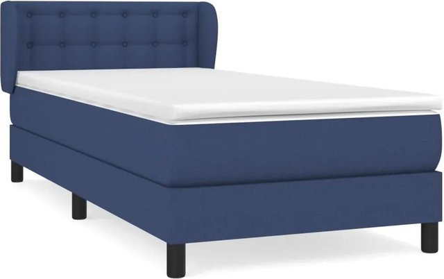 vidaXL Boxspringbett mit Matratze Blau Hybrid-Design mit Taschenfederkern B/T: 80 x 200 cm - Bild 1
