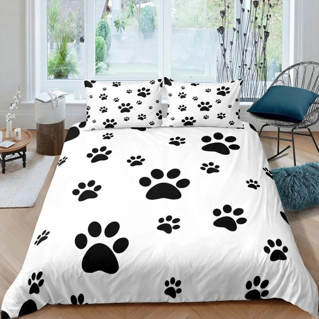Bettwäscheset Your Warm Home mit 3D Hundepfoten- und Knochen-Motiv, weiß, B/H: 150 x 200 cm - Bild 1