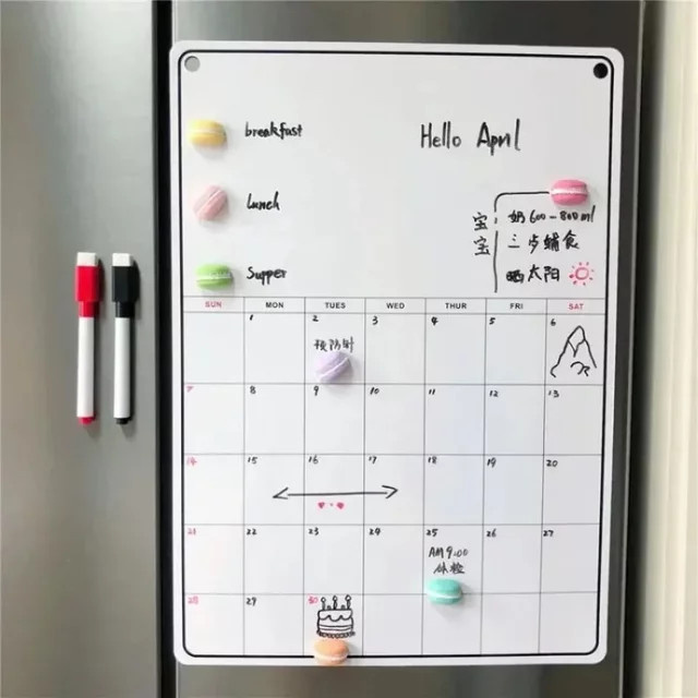 Magnetischer Kühlschrankkalender als Wochen- und Monatsplaner in Weiß mit Notizfunktion - Bild 1