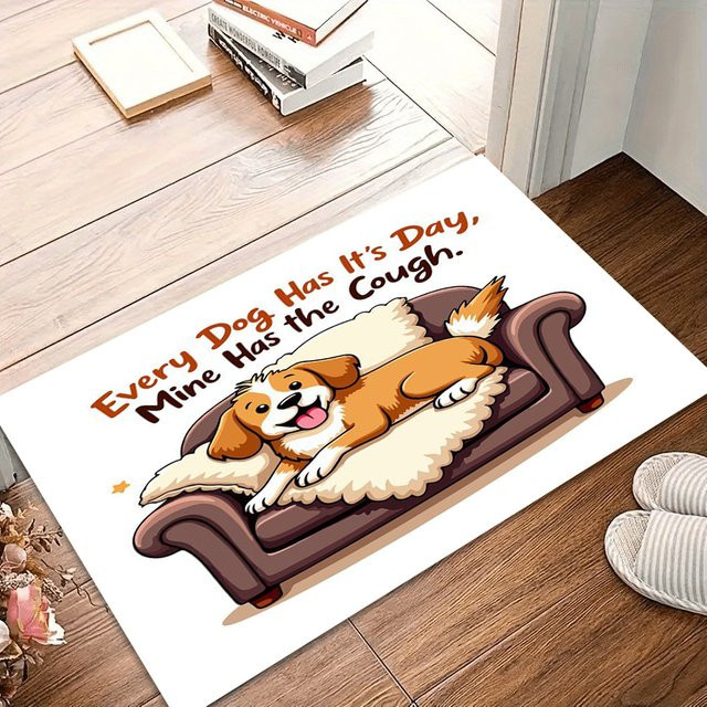 Waschbarer und rutschfester Kinderteppich Jeder Hund hat seinen Tag in Weiß für Wohnzimmer, Kinderzimmer oder Schlafzimmer - Bild 1