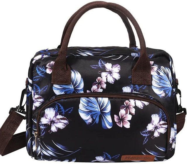 Isolierte Lunchtasche aus Oxford-Stoff mit Leopardenmuster in Schwarz für Damen und Kinder - Bild 1