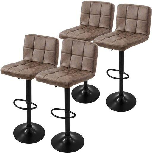 4er Set ML-Design Barhocker aus Kunstleder in Braun mit Rückenlehne und verstellbarer Höhe 63-83 cm - Bild 1