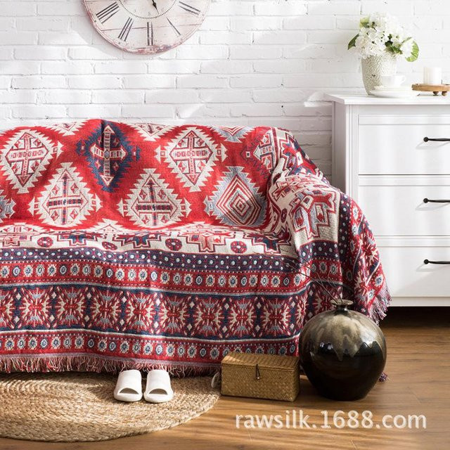 Rutschfeste Sofa-Decke aus Jacquard mit geometrischem Design in Grau, 90 x 90 cm - Bild 1