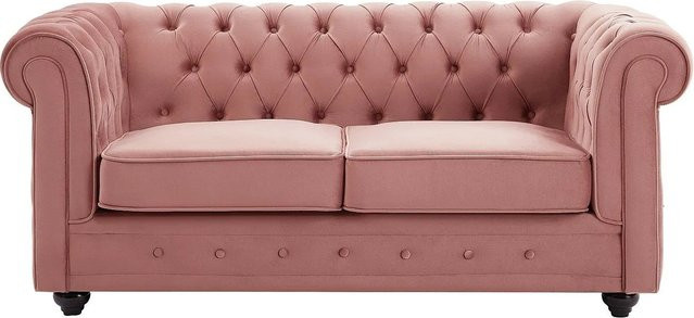 Vente-unique Chesterfield Sofa aus Samt in Puderrosa, Breite: 165 cm - Bild 1