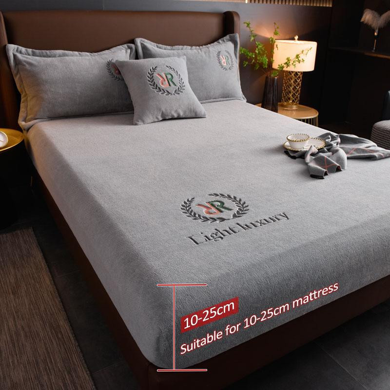 Weiches Plüsch-Spannbetttuch von YZFZP aus 100% Polyester, Matratzenschoner und Samt-Tagesdecke, B/T: 90 x 200 cm - Bild 3