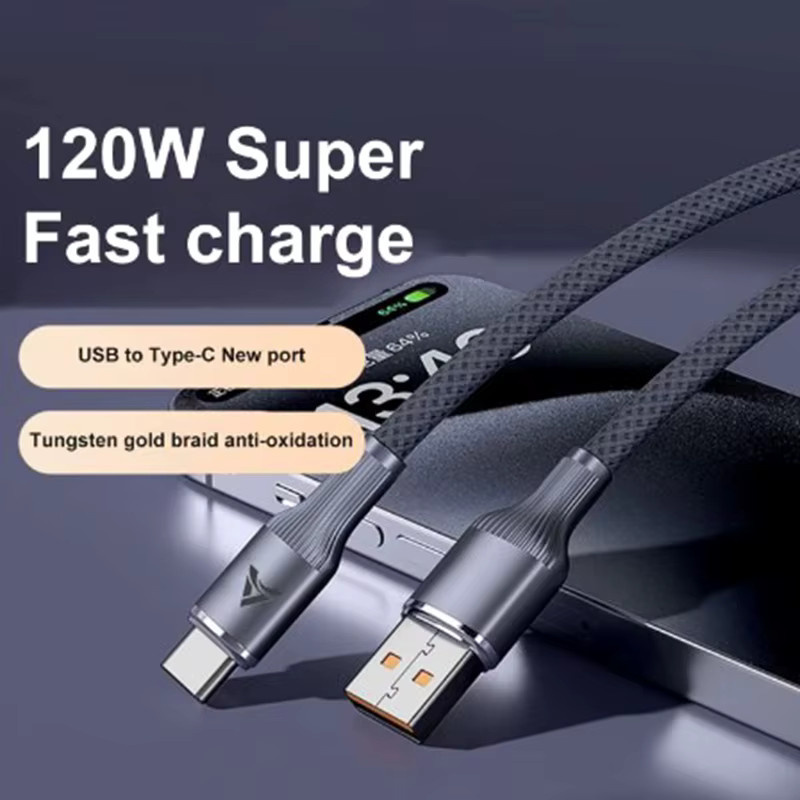 DIXSG USB Typ C Schnellladekabel 120W Geflochtenes Datenkabel Schwarz - Bild 2