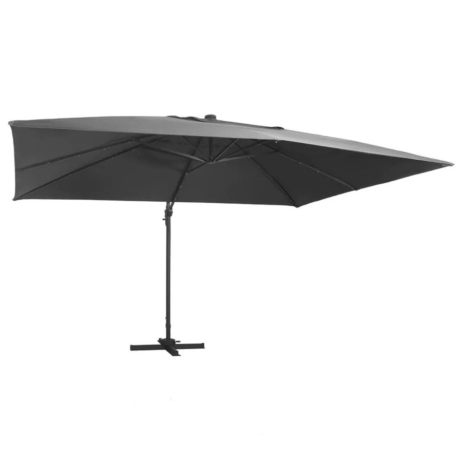 vidaXL Ampelschirm mit LED-Beleuchtung aus Aluminium und Polyester in Anthrazit, B: 400 cm, T: 300 cm, H: 268 cm - Bild 2