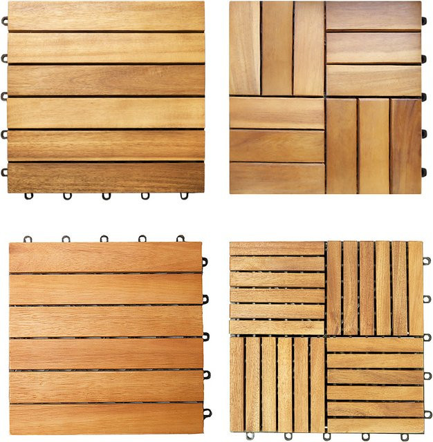 Holzfliesen Mosaik Akazie in Braun B/B/B: 30 x 30 cm - Bild 1