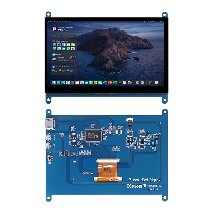 HZWDONE 7 Zoll IPS Touchscreen Monitor mit 1024x600 Auflösung und 5-Punkte kapazitivem Touch für Raspberry Pi 4/3/2/B/B+/A+ via HDMI - Bild 2
