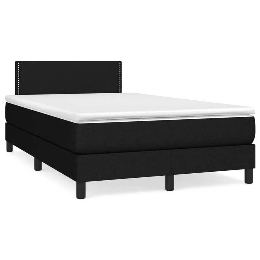 vidaXL Boxspringbett mit Matratze Schwarz aus Stoff, Hybrid-Konstruktion mit Taschenfedern, B/T: 120 x 200 cm - Bild 2