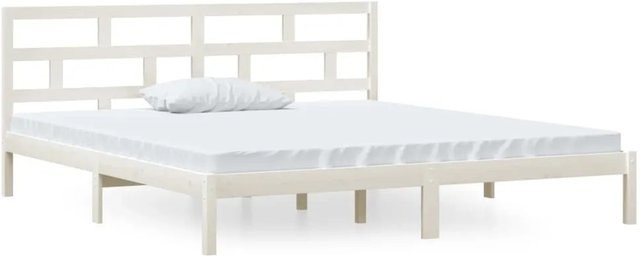 vidaXL Massivholzbett aus Kiefer in Weiß, B/T/H: 140 x 190 x 146 cm - Bild 1
