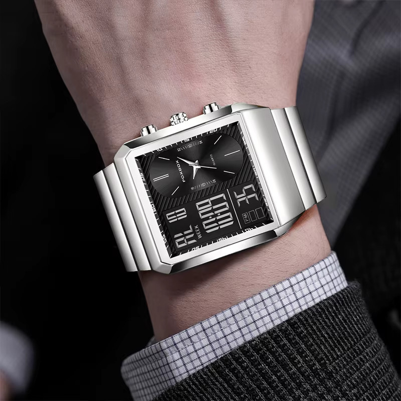 FOXBOX Herrenuhr, Chronograph, Quarz, Edelstahl, Schwarz, Herren - Bild 5