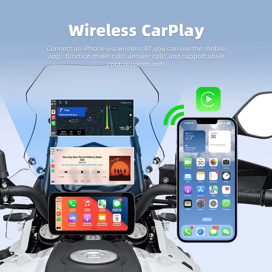 EKIY Wireless CarPlay und Android Auto Motorrad Navigation mit GPS, 6,25 Zoll, Schwarz - Bild 4