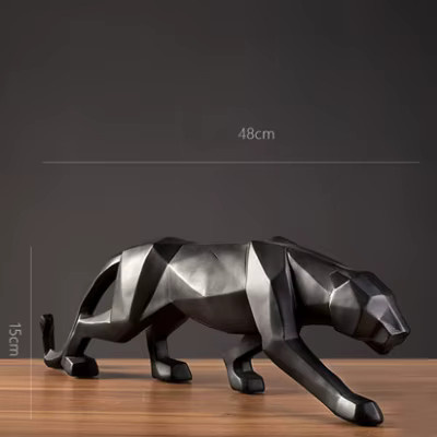 ERMAKOVA Panther-Statue in Schwarz, abstrakte geometrische Leoparden-Skulptur aus Kunstharz für deine Desktop-Dekoration - Bild 3