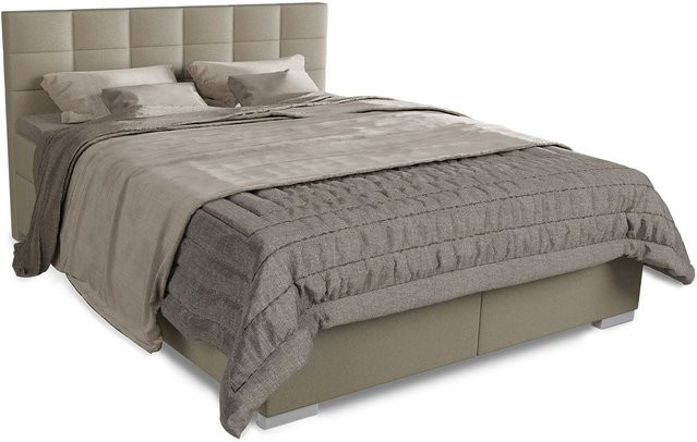 Juskys Boxspringbett Seattle in Beige mit weichem Malmo-Stoff, B/T: 180 x 200 cm - Bild 1