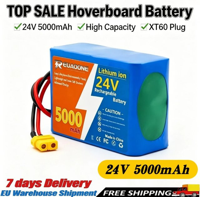 Aleaivy Lithium-Ionen-Akkupack 24V 5000mAh 6S2P 18650 in Blau mit integriertem Schutzschaltkreis - Bild 1