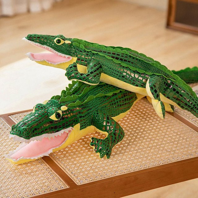 Krokodil-Imitat mit heißem Goldstoff, Plüschtier, ab 6 Jahren - Bild 1