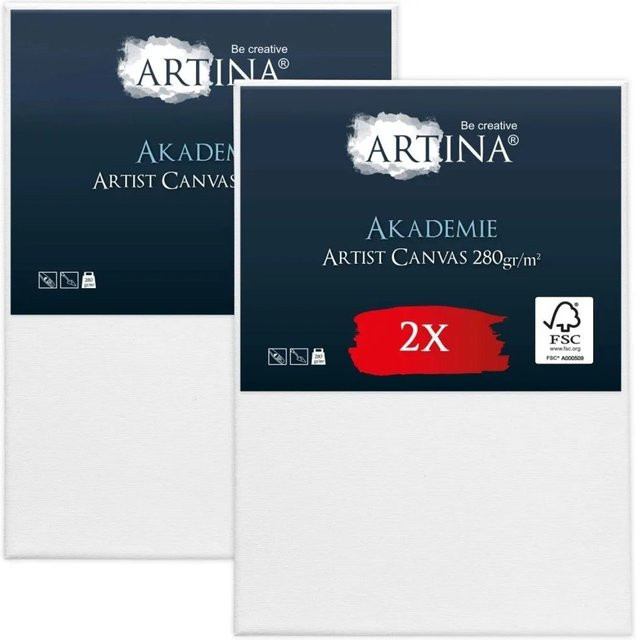 Artina Akademie Keilrahmen Set aus FSC Holz und Baumwolle, Farbe Weiß, 2-teilig, B: 90 cm, H: 130 cm - Bild 1