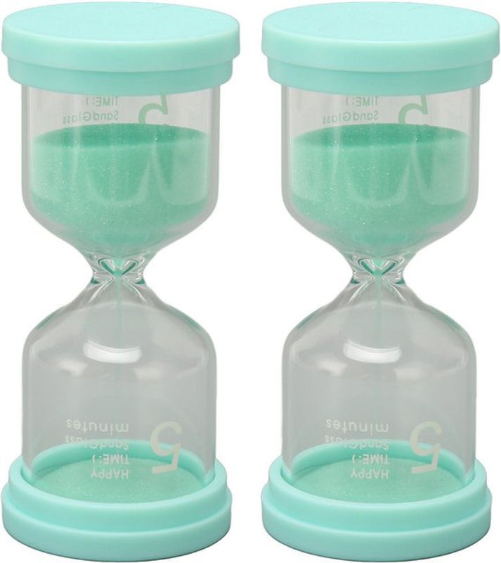 Tooarts Sanduhr 2er-Set Grün mit 5 Minuten Laufzeit aus Glas und Kunststoff - Bild 1