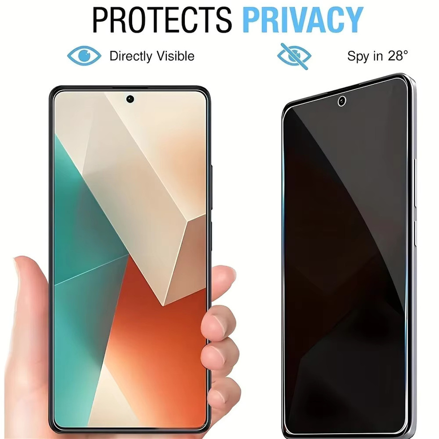 DIXSG 4er Pack Anti-Spy Displayschutzfolie aus gehärtetem Glas für Redmi Note 14 5G 13 12 11 Pro 14S 12S 11S 15C 15 14C 13C 12C 10A 9A in Schwarz und Transparent - Bild 4