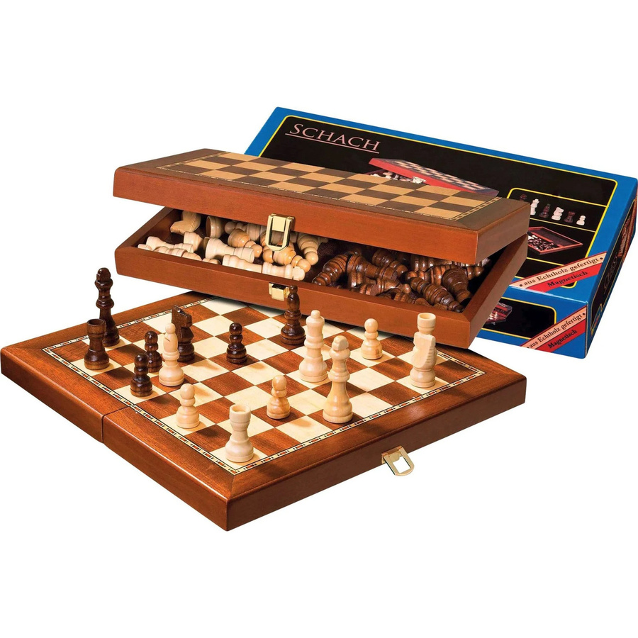 Philos 2712 Reiseschach mit Figuren in Mahagoni und Natur mit Filz - Bild 2