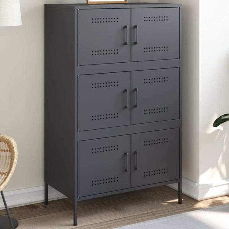 Vidaxl Highboard Industrial aus Stahl in Anthrazit, B/T/H: 68 x 39 x 113 cm - Bild 1