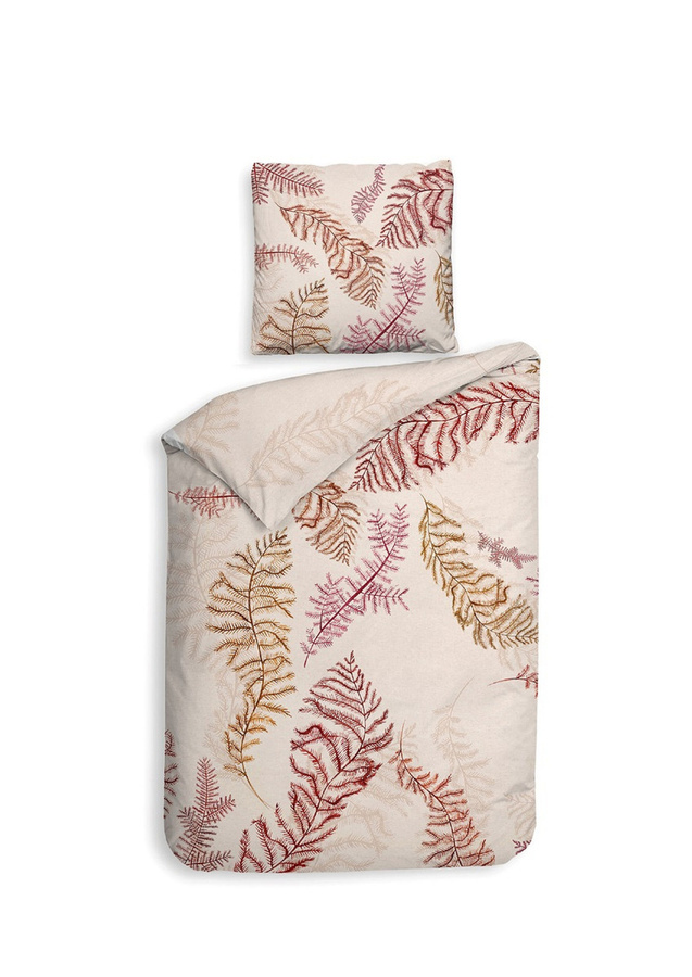Heckett & Lane Mako-Satin Bettwäsche Kamea Soft-Pink mit floralem Blättermuster, Wende-Set aus Baumwolle, B/H: 135 x 200 cm und 80 x 80 cm - Bild 1