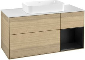 V&B Waschtischunterschrank Finion mit Wandbeleuchtung in Eiche lackiert, Breite: 120 cm, Tiefe: 50,1 cm, Höhe: 50,1 cm - Bild 1
