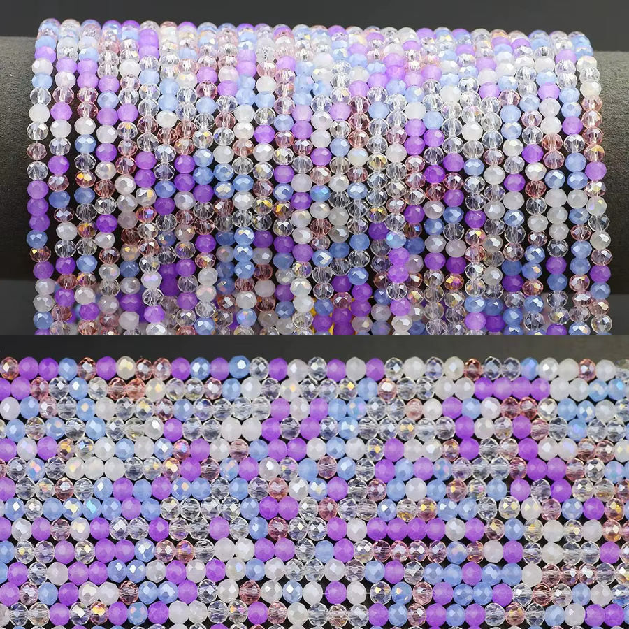 JHNBY Kristallglas Spacer Perlen, Lila Mix, 4mm, Unisex - Bild 5