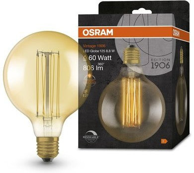 OSRAM Vintage 1906 LED-Lampe Globe, Gold/Brass, E27, 8,8W, 806lm, Warmweiß, dimmbar - Bild 1