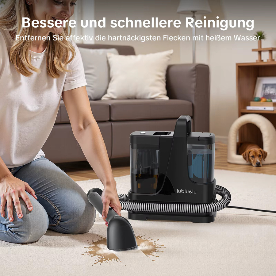 Lubluelu V9 Dampfteppichreiniger in Schwarz mit 15kPa Saugkraft und Heißwasserfunktion zur Fleckentfernung und Keimabtötung - Bild 2
