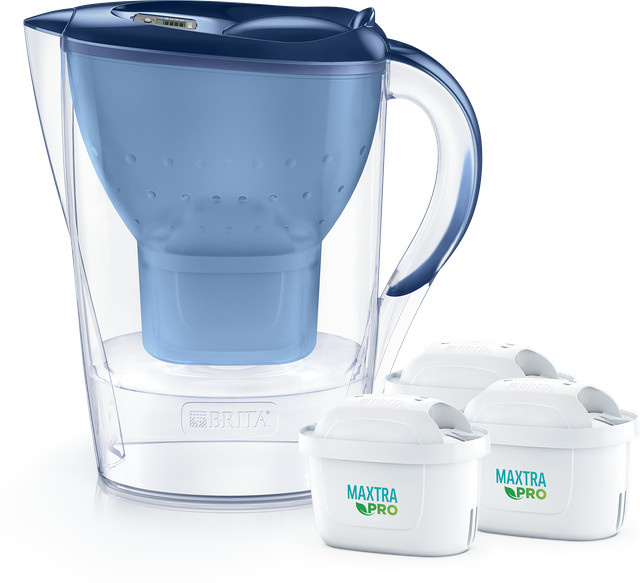 Brita Marella Wasserfilterkanne Blau mit 2,4 l Volumen und 3 MAXTRA PRO All-in-1 Filterkartuschen - Bild 1