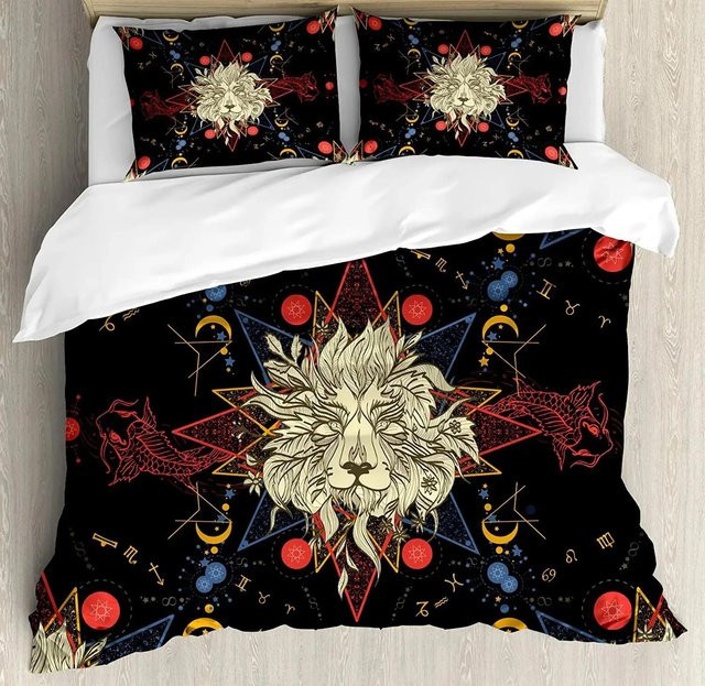 Rasta Bettwäsche-Set mit Löwen- und Reggae-Motiv, buntes Design mit Rastafari-Flagge, B/H: 70 x 133 cm - Bild 1