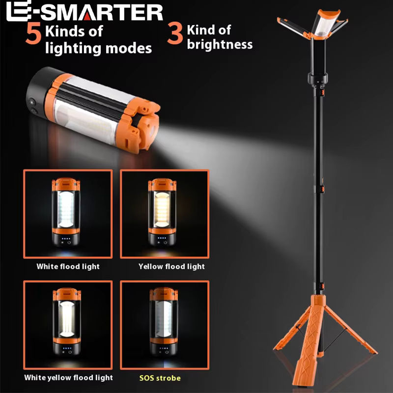 ESMARTER LED Camping Notfall Taschenlampe mit Halterung und Magnet, Schwarz, 4 Modi - Bild 2