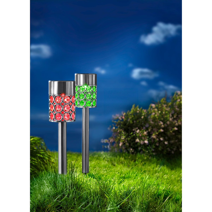 Viva Domo Solar-Stecker Elegance Set mit 3 Stück, Silber und Multicolour RGB, für Garten und Terrasse - Bild 2