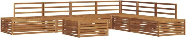 vidaXL Outdoor-Sofagarnitur aus Akazie Massivholz in Natur Braun, 7-teiliges Set in U-Form - Bild 1