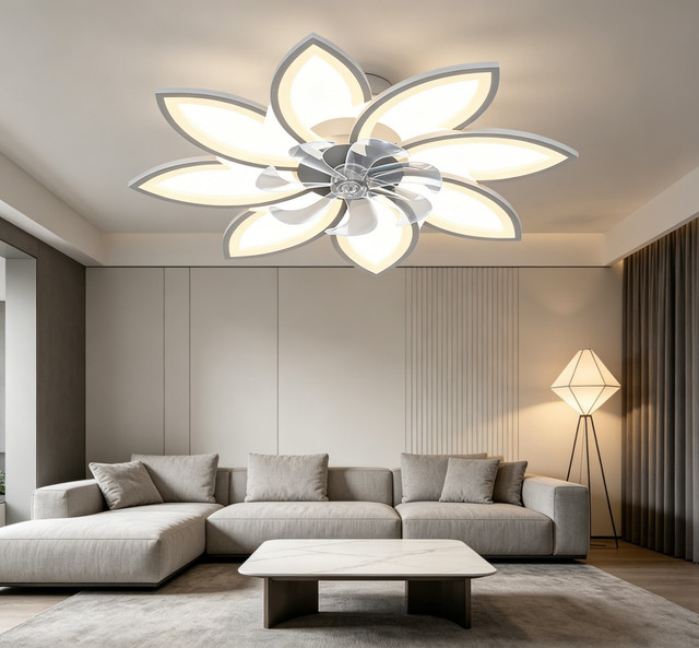 Moderner LED-Deckenventilator von RRBEST in Weiß mit Fernbedienung und dimmbarer Beleuchtung für Wohnzimmer und Schlafzimmer - Bild 1