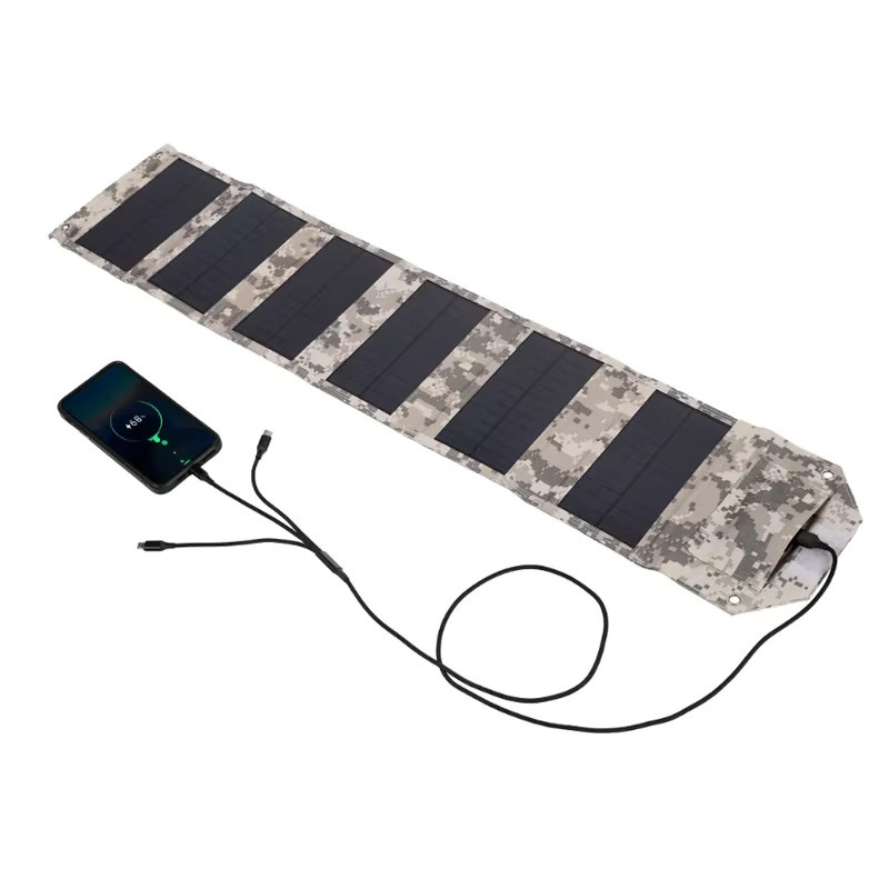Tragbares 100W faltbares Solarpanel Camouflage mit USB-Anschluss für Camping und Wandern, wasserdicht, Schwarz/Multicolor - Bild 4