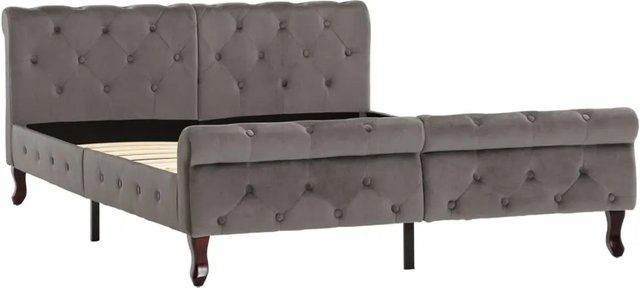 vidaXL Bettgestell aus Samt in Grau, B/T/H: 140 x 200 x 146,5 cm - Bild 1