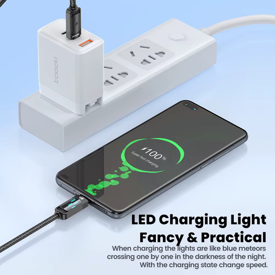 Toocki USB Typ C auf USB C Kabel 100 W Schnellladekabel in Schwarz oder Blau - Bild 2