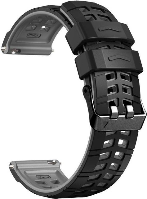 MY-CASE Uhrenarmband Silikon, 22mm, Schwarz, Grau, Unisex - Bild 1