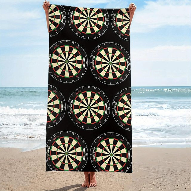 Strandtuch Dartscheibe Druck Mikrofaser schnelltrocknend und saugfähig B: 40 cm, H: 60 cm - Bild 1