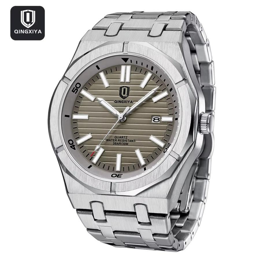 QINGXIYA Armbanduhr, Quarz, Edelstahl, Blau, Herren - Bild 5