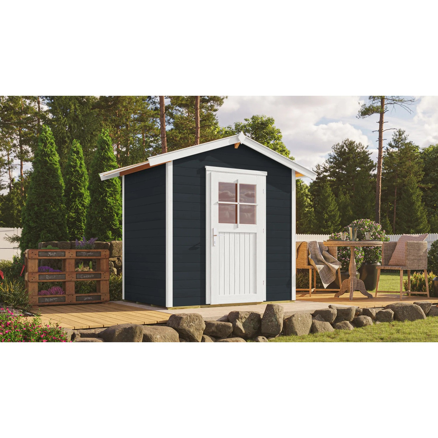 OBI Outdoor Living Holz-Gartenhaus Monza mit Satteldach in Anthrazit, B: 205 cm, T: 174 cm, H: 227 cm - Bild 2