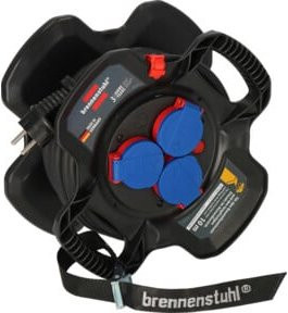 Brennenstuhl Gummi-Kabelhaspel X-Gum IP44 in Schwarz mit 10m Kabellänge und 6 Schutzkontakt-Steckdosen - Bild 1
