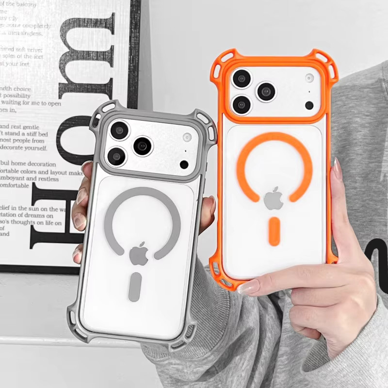 Stoßfeste MagSafe Lanyard-Schutzhülle für Apple iPhone kompatibel mit iPhone 17 Pro Max 16 15 14 13 12 in Transparent oder Orange - Bild 3